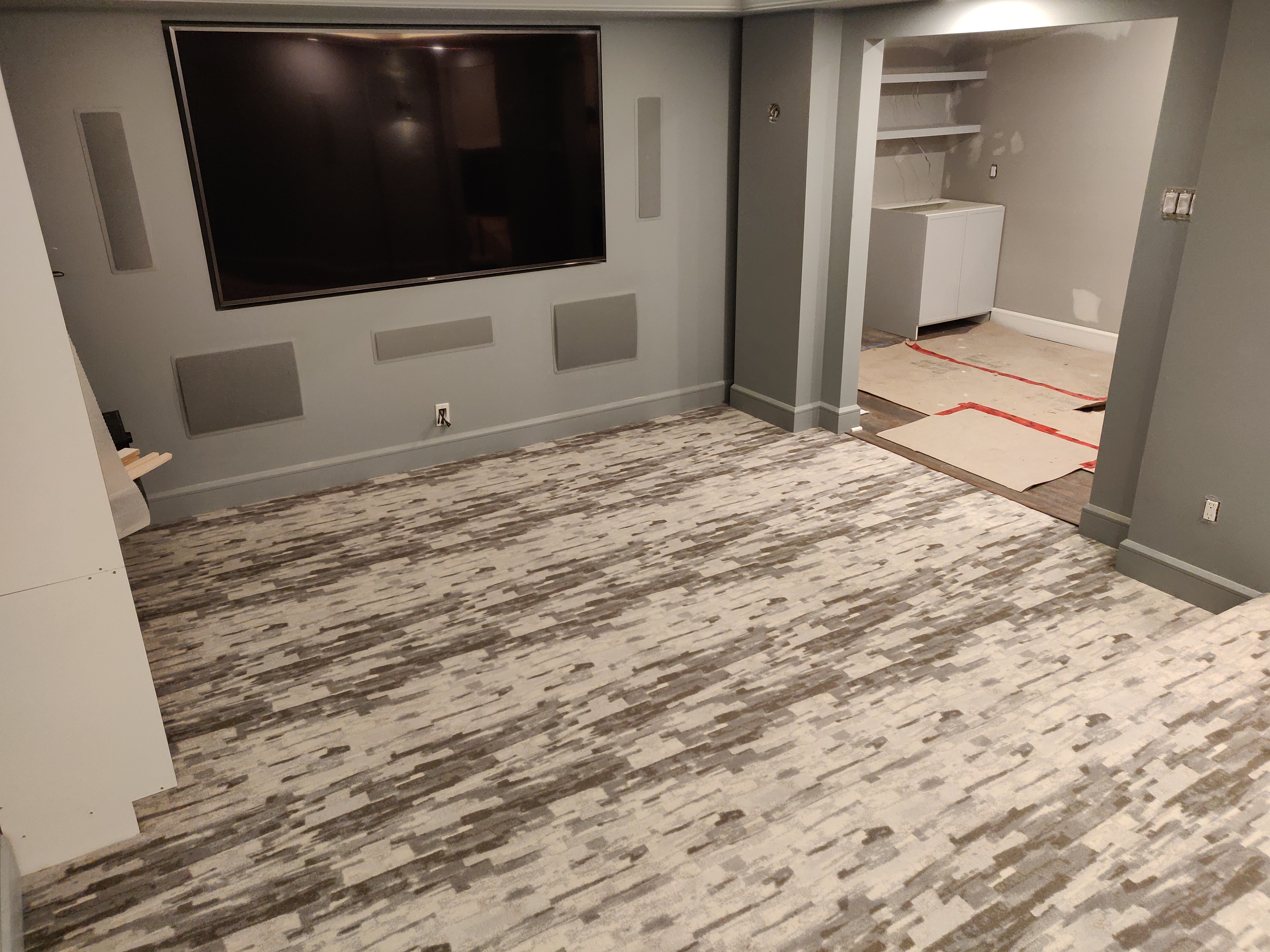 Home theatre carpet installation